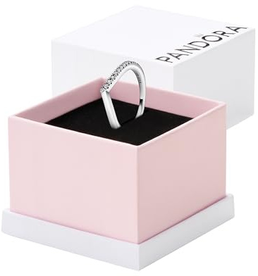 PANDORA Timeless Wishbone Halb Funkelnder in Sterling-Silber mit Cubic Zirkonia Timeless Collection, Größe 52, 192394C01-52