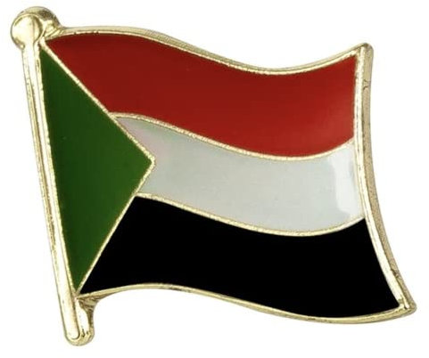Sudan Flag Enamel Pin Badge – 1.9cm x 1.6cm Gold Plated Lapel Pin – Sudanese National Souvenir and Collectible