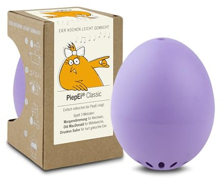 PiepEi Classic Lila – Temporizador de huevos para cocinar – Huevos para 3 grados de dureza – Huevo con 3 melodías – Divertido huevo de cocina – Música Eggtimer – Brainstream
