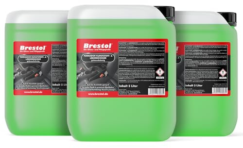 Brestol® Plast- och läderrengöring för rengöringspistoler 15 liter klar att använda – gummirengöringsmedel läderrengöringsmedel för alla typer av släta läder och gummerade ytor plastrenare tornador