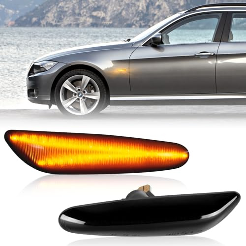 POPMOTORZ 2 Stücke LED Blinker Seitenblinker mit Canbus Fehlerfrei 4014 SMD für BMW 1 Series E81 E82 E87 E88 3 Series E36 E46 E90 E91 E92 E93 5 Series E60 E61 X1 E84 X3 E83 X5 E53, Schwarz