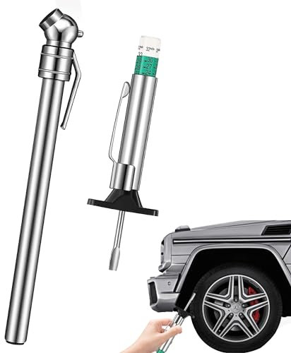 2-in-1 Stainless Steel Tyre Safety Kit - Portable Tire Pressure Gauge and Tread Depth Gauge for Cars, Motorcycles, Trucks, Buses