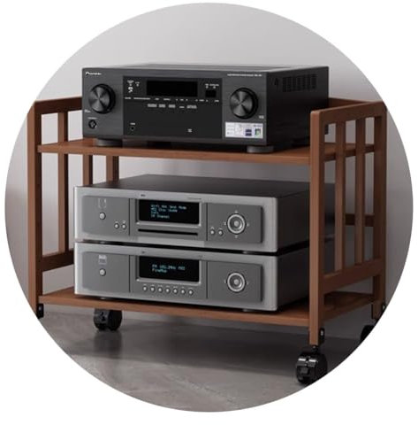 2-lagiges HIFI-Audiogehäuse Bambus HiFi-Racks Streaming-Geräteschrank HiFi-Rack AV-Regal Audio-Video-Komponenten(Brown,50 * 38 * 53cm(2Tier))