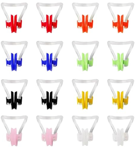 JCKD 16 pcs Clip per naso da nuoto, clip per maschera nasale in silicone per immersioni, clip per naso impermeabile per uomini e donne, adulti, bambini, principianti,nuotatori professionisti (8colori)