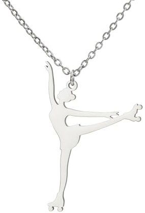Dreamtimes Ice Skater Necklace Collar con colgante deportivo de patinaje sobre hielo Collar con colgante deportivo inspirado en la joyería para las mujeres amantes del patinaje (Plata-1)