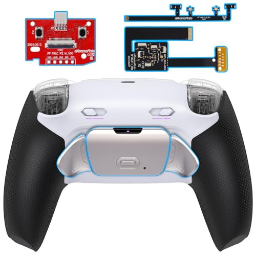 eXtremeRate Rise Plus Max Remap Kit Palettes Boutons Arrière Métal pour ps5 Manette BDM-010 020 avec Clicky Trigger Stop&Coque Manette Arrière pour ps5&Boutons Contrôle Gâchette-Noir Blanc