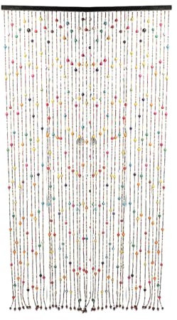Wakects Bamboo Wood Beaded Door Curtain, Colorful String Curtain Fly Screen Room Divider for Doorway Window 35.43x74.80in