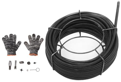 Keenso Cable de Limpieza de Aguas Residuales Cable de Drenaje de Serpiente para Tuberías de Ducha de la Cuenca de Lavado 30 Metros Tubo de Acero Cleaner para Trabajo de Alto Rendimiento, Adecuado
