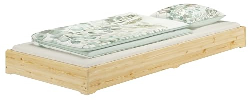 Erst-Holz®Niederflurbett Massivholzbett Holzbett Kiefer 90 x 200 cmohne Zubehör
