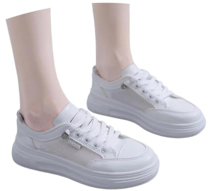 SKFLABOOF Chaussures d'été plates pour femme - Baskets traditionnelles en tissu - Élégantes - Chaussures d'été confortables - Blanc - Blanc - Baskets plates - Pour l'été