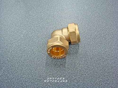 Raccordo a compressione a gomito, in ottone, misura S (15 mm/22 mm), Ottone, BRASS, ELBOW SIZE: 22MM