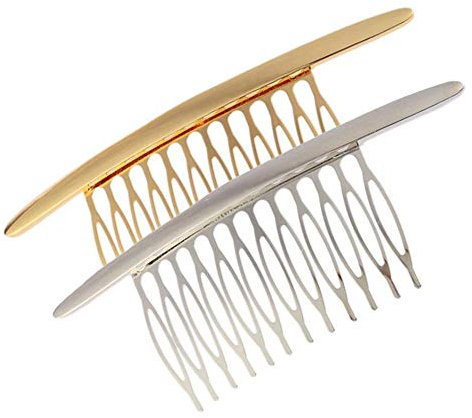 VASANA 2 Stück Gold + Silber Frauen Mädchen Elegant Glatte Legierung Haarkamm Französisch Twist Kamm Styling Werkzeug mit Seitenkamm Clips