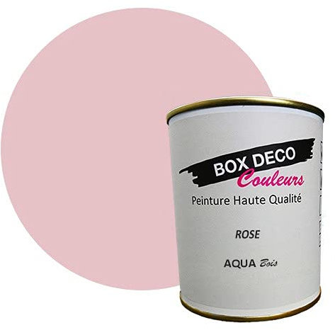 BOX DECO COULEURS Peinture bois intérieur extérieur à base d'acrylique aspect velours-satin Aqua Bois - 750ml, Rose