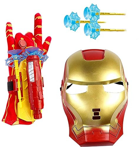 BSNRDX Hero Masks 2-Piece Party Set - Cartoon Launcher Gloves & Masks for Children's Cosplay & Play, Red