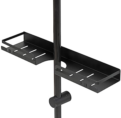 WENKO Duschstangencaddy Mod. Turbo-Loc Altarella selbstklebendes Duschregal Duschablage Duschkorb ohne Bohren schwarz matt für Bad und Dusche aus rostfreiem Edelstahl 45 cm x 4 cm x 10,5 cm