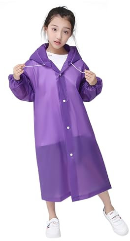 xianynow Poncho Pluie Imperméable, Cape de Pluie pour Enfants en EVA Réutilisable Poncho de Pluie avec Capuchon Poncho Léger Combinaison de Pluie Vêtements de Plui pour Cyclisme de Plein Air (Violet)
