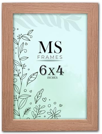 AI Decor 6x4 Inch Oak Picture Frames (15.2x10.1 cm) Poster Frame - Clear Acrylic Display Poster MDF Wooden Portrait/Panoramic - Flat Wall Mount Hang Hooks & Free Tabletop Stand