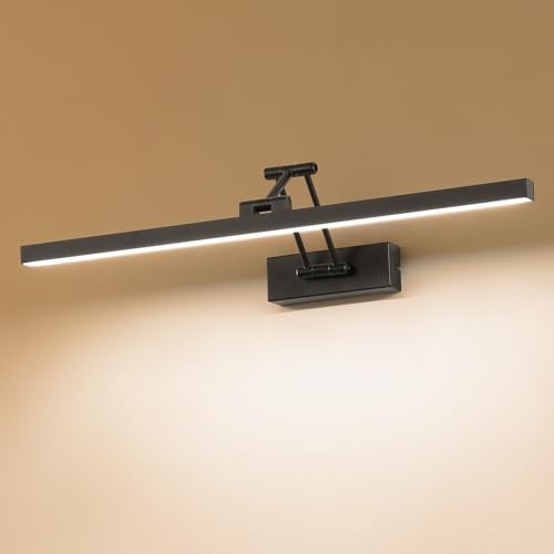 Pasoar LED Spiegel Lampe Badezimmer 60 cm, Rotation Lampen IP44, Spiegel Licht 18 W 1440LM, LED Badezimmer Lichter, Neutral Weiß 4000K, Schwarz