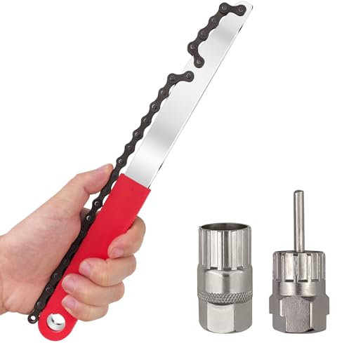 Maxentico Kettenpeitsche, Kettenlehre Fahrrad Zahnkranz Kassette Werkzeug zum Entfernen Ritzelabzieher, Schraubkranz und Abzieher Set, Zahnkranzabzieher Kassettenabzieher Lockring Zubehör