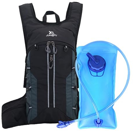 Krtopo Zaino da corsa con sacca d'acqua da 2 l, gilet per l'idratazione per uomo e donna, ultraleggero, traspirante, riflettente, per escursionismo, maratona, ciclismo, alpinismo, tasche multiple per