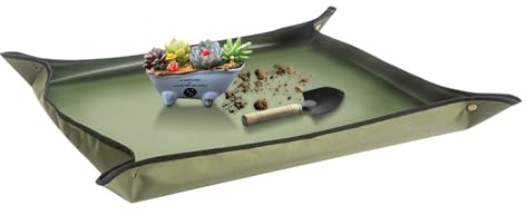 Nwvuop 23.6× 35.4 inches Repotting Mat Waterproof Foldable Transplant Mat for Indoor Plants(Dark Green)