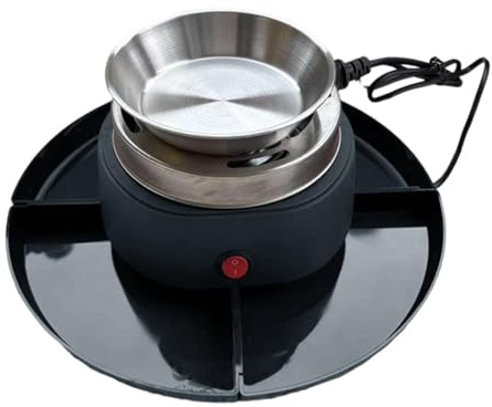Fenteer Kit para asar malvaviscos Smores con 4 bandejas desmontables, olla eléctrica para fondue con tenedores y asador sin llama para, Negro