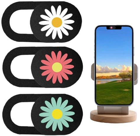 VAEIORP 3 pièces Cache Webcam, Cache Caméra pour Ordinateur, Téléphone et Tablette, Protection de la Vie Privée en Ligne, Design Fleur (0,7 mm)