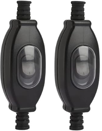 IP65 Waterproof Intermediate Switch for 3A/250V Cable Control with Dustproof Moisture-Resistant for Outdoor Bathroom Appliances – 2 Pack Black