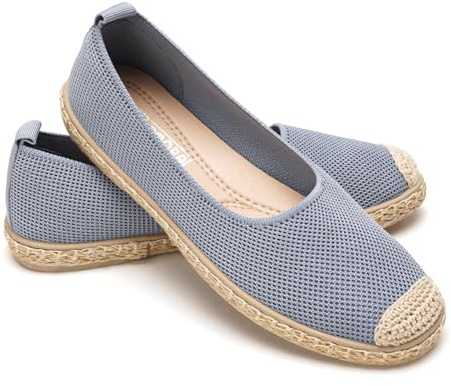 GLAMORA Espadrillas Donna Ballerine Slip On Scarpe Basse Maglia Traspirante Leggere Comode Estive Suola Gomma Antiscivolo Flessibili Calzatura Casual Comfort Senza Lacci Tessuto Elasticizzato
