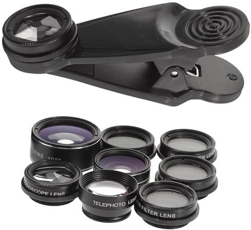 Uonlytech 10 in 1 Handy Kameraobjektiv Satz mit Weitwinkel und Fischaugenobjektiv Aluminium Magnesium Legierung Abs Klammer zum Fotografieren von Sonnenuntergängen und Seen
