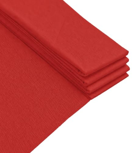 Pack of 5 Red Crepe Paper Sheets 50cm x 2m 17GSM 35% Stretch Craft Paper