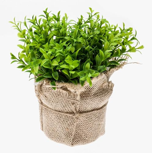 artplants.de Artificial garden cress VITUS in a jute bag, green, 7/17cm - Artificial kitchen herb/Fake green plant