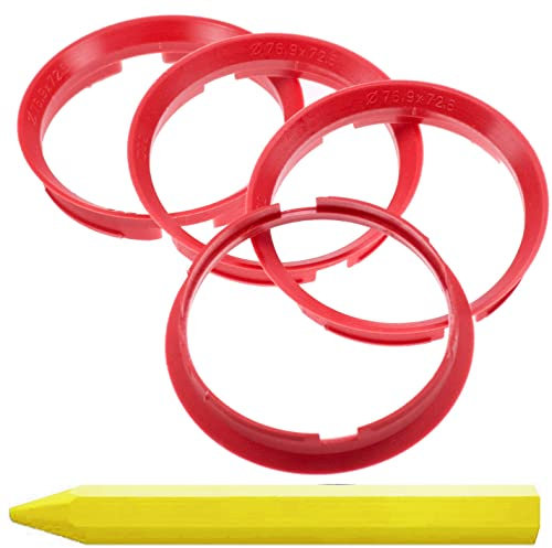 RKC 4X Anneaux de centrage Rouge 76,9 mm x 72,6 mm + 1x Crayon de Cire en Vert Made in Germany