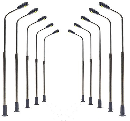 Evemodel LQS06WM 10 STK. Modell Spur N 1:160 Peitschenlampen LED Beleuchtung 62mm Straßenlampen Flexible Höhe 3V