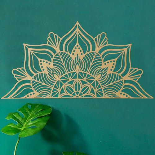 ESTART Große Metall-Mandala-Wanddekoration, einzigartige Lotusblumen-Wandkunst für Zuhause Schlafzimmer Büro drinnen und draußen (Gold)