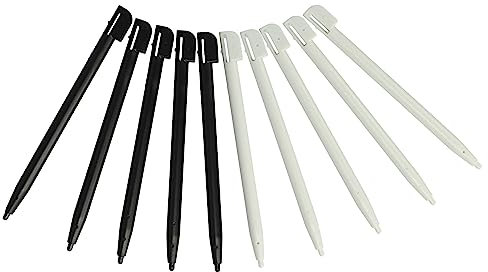 vhbw 10x Eingabestifte kompatibel mit Nintendo DSi, DSi XL, 2DS, DS Lite Spielekonsole - 8,8 cm lang, Schwarz Weiß