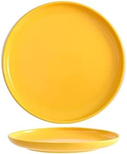Nordic Creative Style Biff Middag Keramiktallrik Västerländsk servis Hushållsrätt Desserttallrik Frukosttallrik Sallad Pizzatallrik,Gul,8 tum