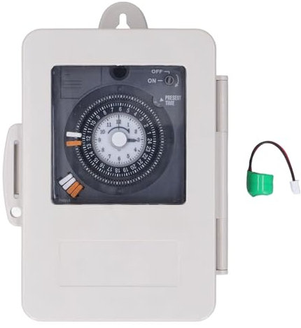 Mechanischer Zeitschalter, IP53 Regenfester Mechanischer Zeitschalter, 24-Stunden-Zeitschaltrelais, 30 A 250 VAC Poolpumpen-Timer Im Freien Für Ventilatoren, Warmwasserbereiter, Außenleuchten
