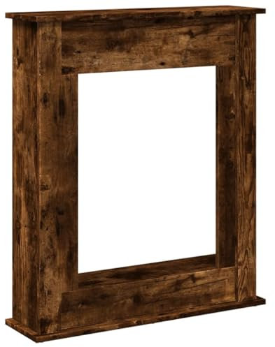 Cadre de cheminée chêne fumé 75x20x87,5 cm bois d ingénierie