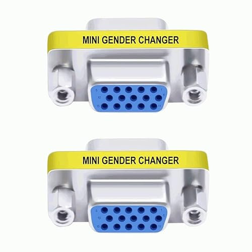 TECHZOCO Adattatore VGA Femmina a Femmina, Accoppiatore SVGA, Adattatore per Cambiatore di Genere HDB15, Connettore VGA Female a Female, Plug 15 Pin, HD 15 Pin