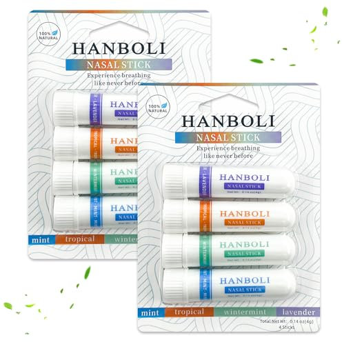 8 Piezas De Palo Nasal, Inhalador Nasal De Aromaterapia Menta,Palo Nasal PortáTil,Tubos De Inhalador De Aceites Para Viajar Y Aumentar La ConcentracióN Y Limpiar El Pasaje Nasal