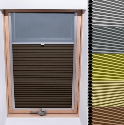 Stuza Custom Dachfenster Wabenplissee - Nach maß - Kollektion 9 Stoff Farben - Breite 30-120 cm, Höhe 50-149 cm – Dachfenster Rollo, Sonnenschutz dachfenster, Thermo plissee