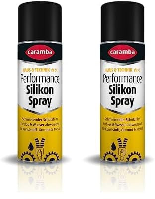 Caramba Performance Silikon Spray, Gleitspray zum Pflegen und Schützen, Schmieröl für Kunststoff, Gummi und Metall, Farblos und Geruchsarm, 300 ml (Packung mit 2)