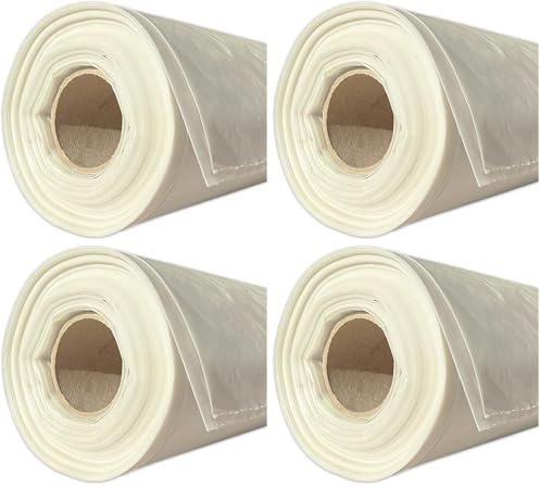 TECPLAST Bâche peinture en ROULEAU 3x25 m 40RPE Translucide - Economique - Film plastique de protection sol - Made in France (Lot de 4)