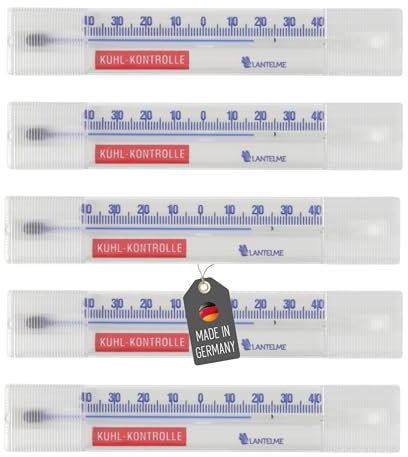 Lantelme Lot de 5 thermomètres de réfrigérateur, horizontaux, autocollants, température de -40 °C à 40 °C, en plastique, 14 cm de long, pour réfrigérateur, congélateur, analogiques, fabriqués en