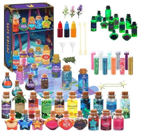 Generiskt trolleriskt barn set | Familj pysselset för trolldryckestillverkning – kreativt set med flaskor för barn familjer flickor födelsedag jul aktiviteter