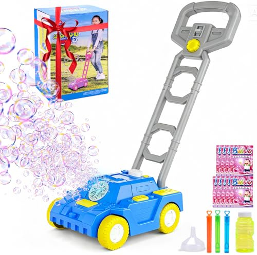 Bttyu Bubble Lawn Mower for Toddlers,Outdoor Bubble Machine with Push & Pretend Play,Plug in or Battery Operated Bubble Mower for Boys & Girls,Ideal Easter, Birthday, Halloween,Christmas