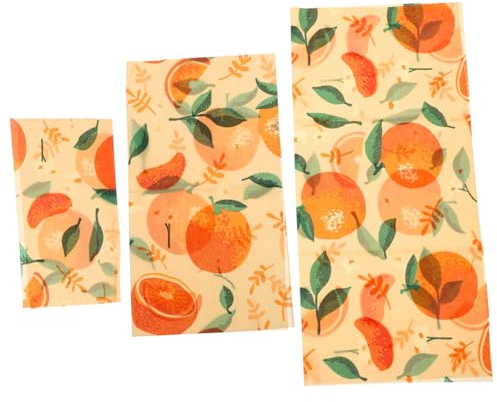 Gadpiparty Envoltorios De Cera De Abeja Reutilizables para Alimentos 3 Unidades Tamaño Mediano Color Naranja Paños Sostenibles Ecológicos para Conservar Comida Hogar y Picnic