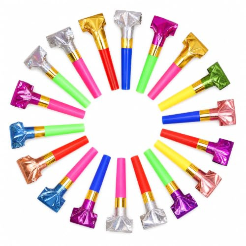Geukmun 30 Pcs Party Blowers Whistles, Party Decorations for Adults | Party Poppers, Party Bag Fillers, Noisemakers, Birthday Party, Christmas, Colourful Trumpet, Loot Filler