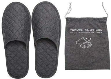 Non Disposable Travel Spa Slippers, Foldable Portable Closed Toe Sandals Shoes Guest Indoor House Room Business Men Women Trip Party Washable Footwear with Bags
